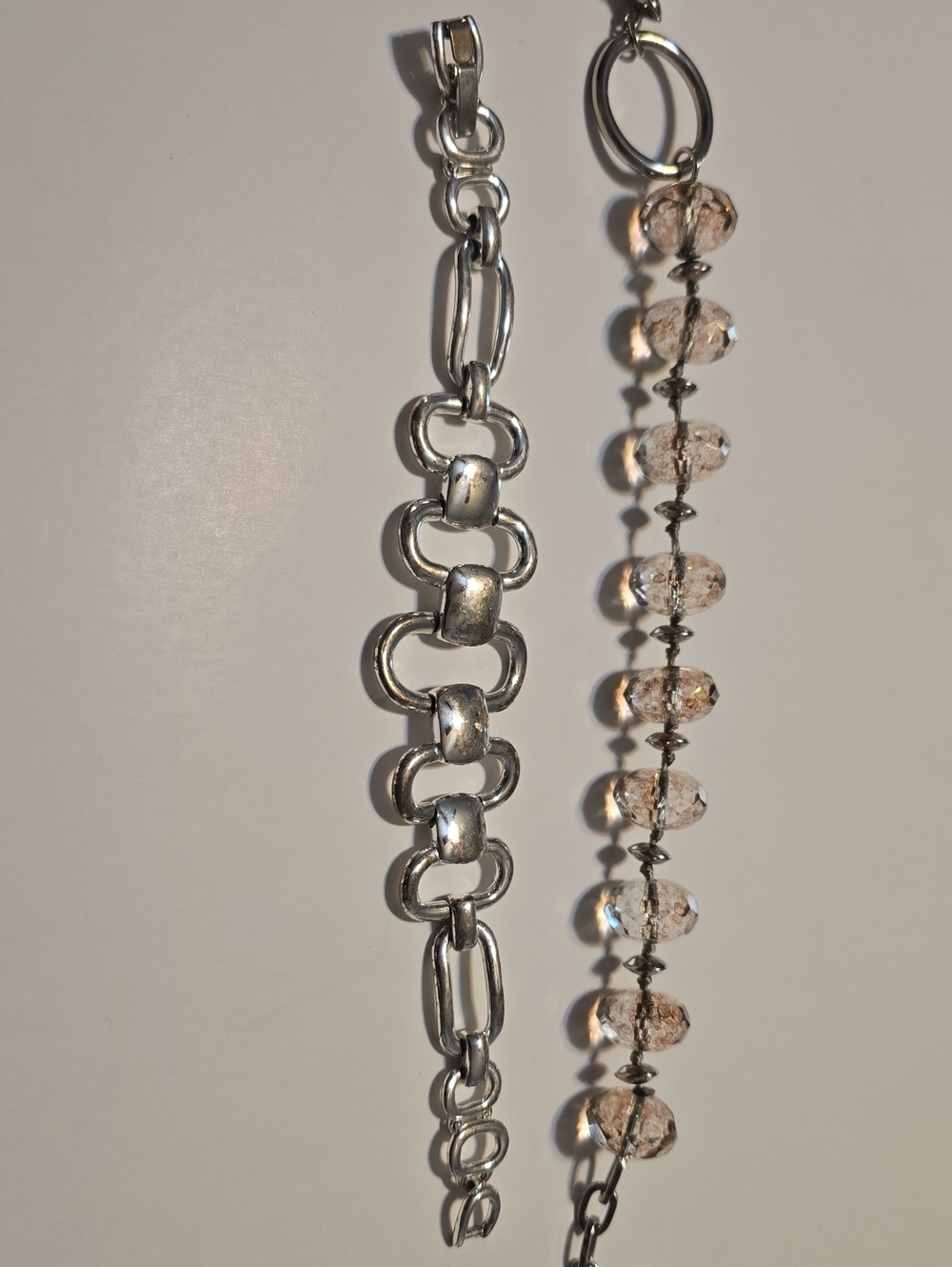Faceted Smoky Crystal Bead Toggle Bracelet  And Silver Link Braclet(26)